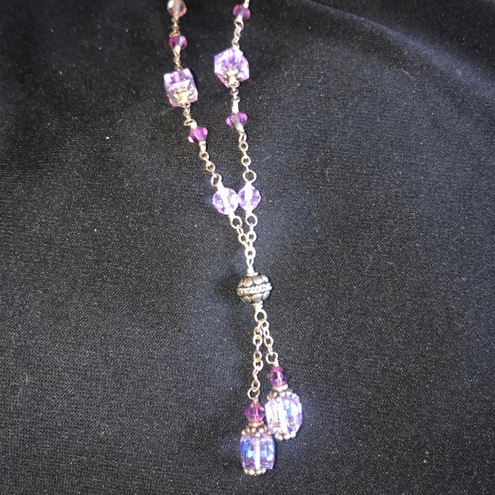 💜Silver & Purple Swarovski Crystals Necklace
